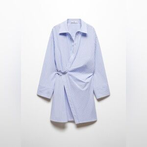 Mango Poplin Striped Wrap Shirt Dress Size 2